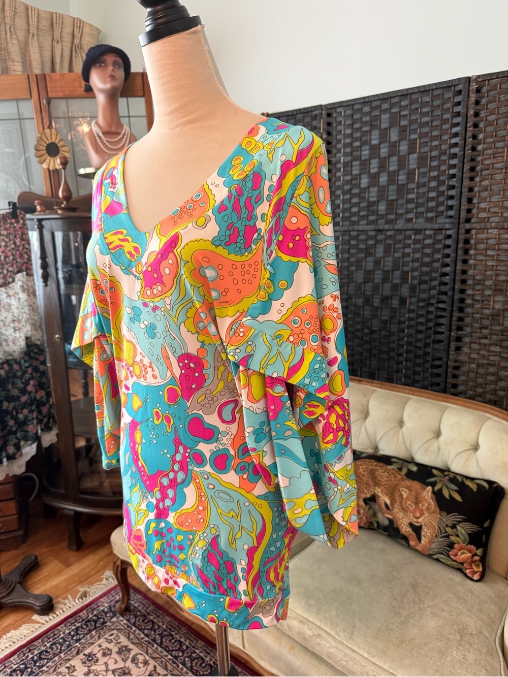 🌴🩷 Trina Turk Tangiers Tunic Cover-Up Swim Spa Resort Top - Picture 4 of 8